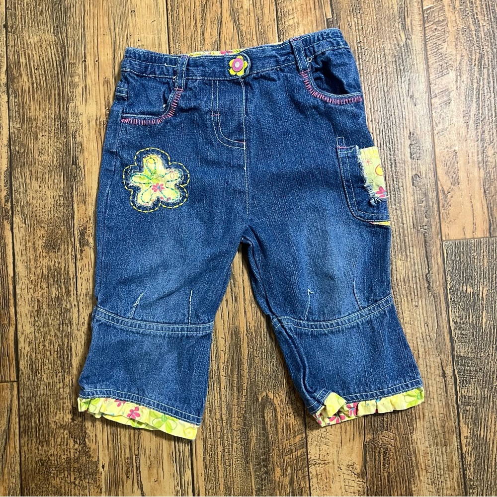 Y2K Krickets Elite Floral Patchwork Girls Capris Jeans